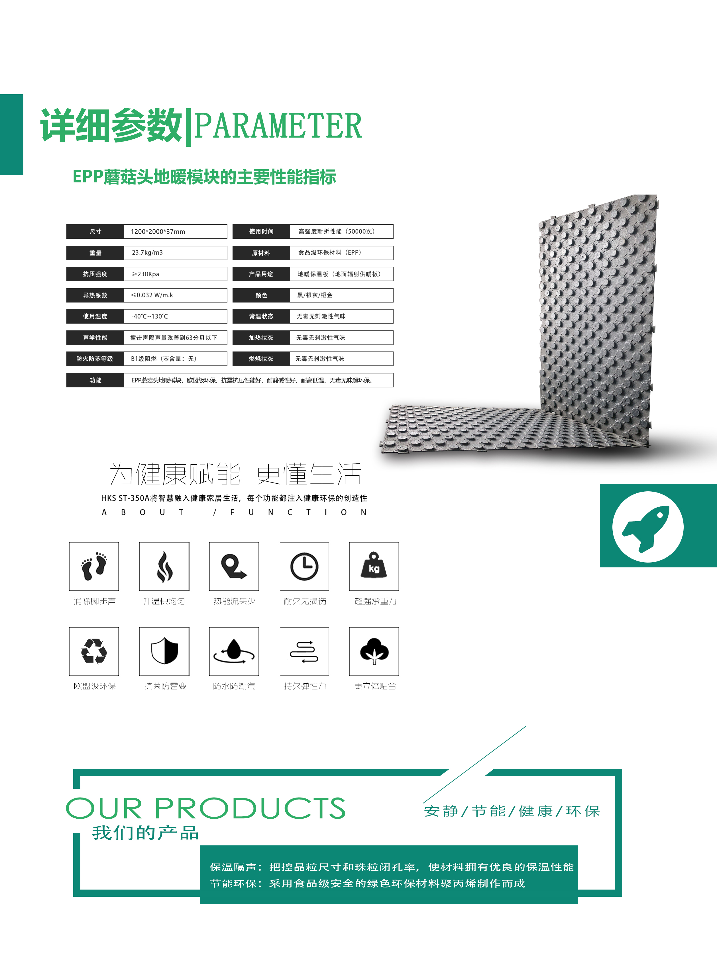 EPP蘑(mó)菇頭地暖模(mo)塊詳細參數(shù)
